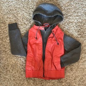 Coral/Grey Wet Seal Hooded Bomber Jacket